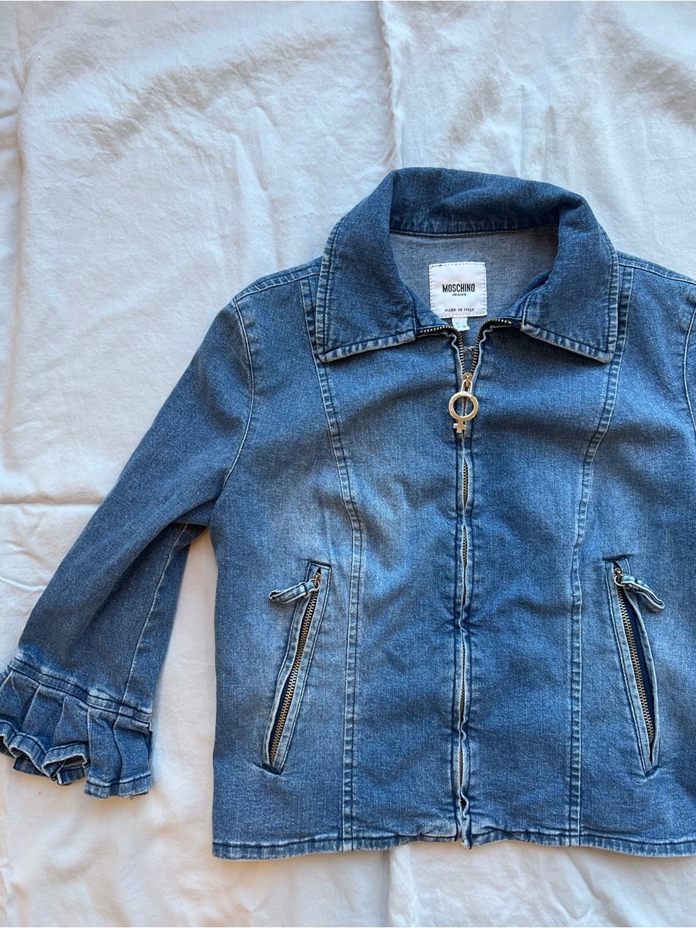 Moschino Blue Denim Zip-Front Jacket Vintage - Picture 10 of 12